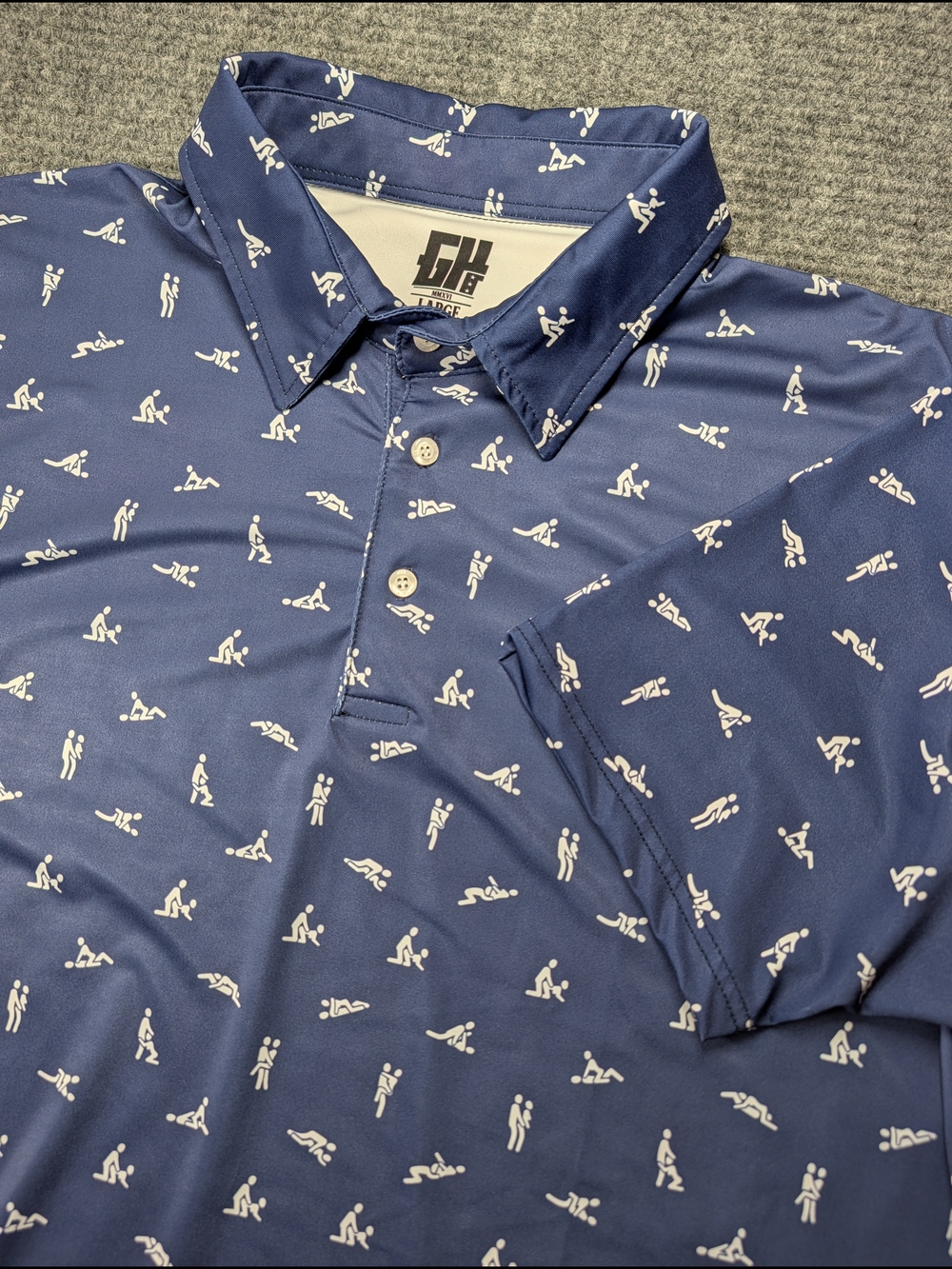 Greater Half Men's Performance Polo 'Sex Ed' Design Size Lg.